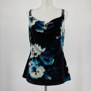 White House Black Market Top Floral Print Velvet